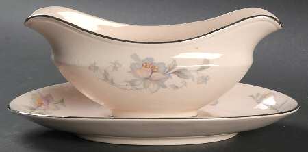 Silver Moon Peach Gravy Boat with Attached Underplate