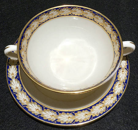 Pembrooke Blue Flat Cream Soup Bowl & Saucer Set