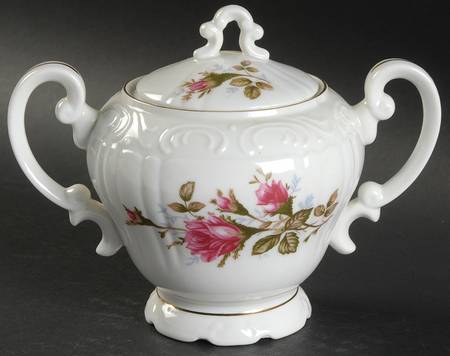 Pompadour Rose (Gold Trim) Sugar Bowl & Lid