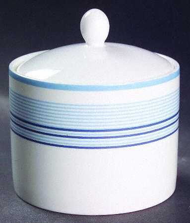 Shirting Stripe Blue Sugar Bowl & Lid