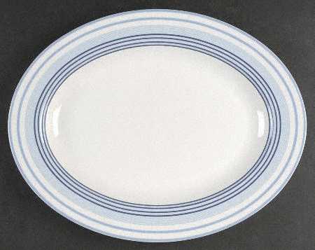 Shirting Stripe Blue 14" Oval Serving Platter