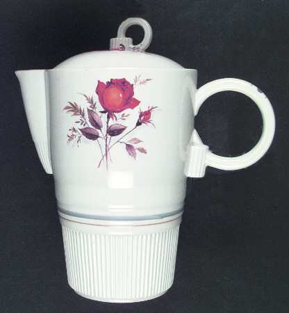 Vermillion Rose (Inner Blue and Gold Bands) Coffee Pot & Lid