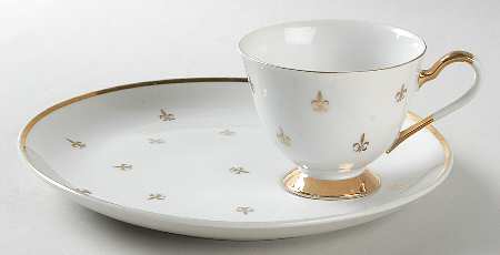 Fleur De Lis (Smooth) Snack Plate & Cup Set