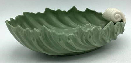 Shell Bowl Collection Celedon and White 9" Shell Shaped Bowl