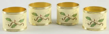Holiday Nouveau Gold Metal Napkin Ring - Set of 4