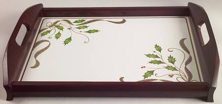 Holiday Nouveau Gold Rectangular Wood Tray