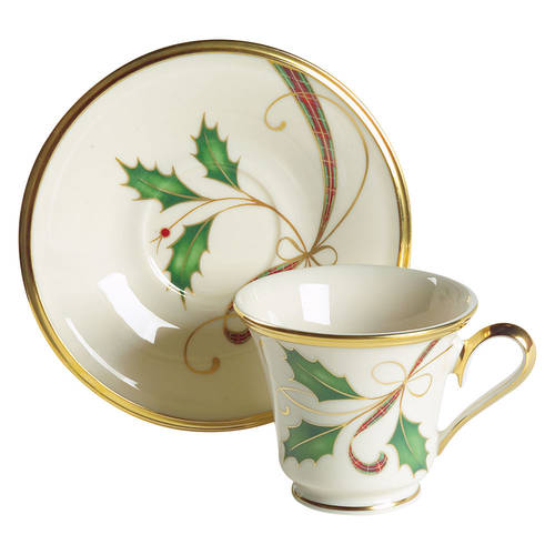 Holiday Nouveau Gold Accent Footed Cup & Saucer Set