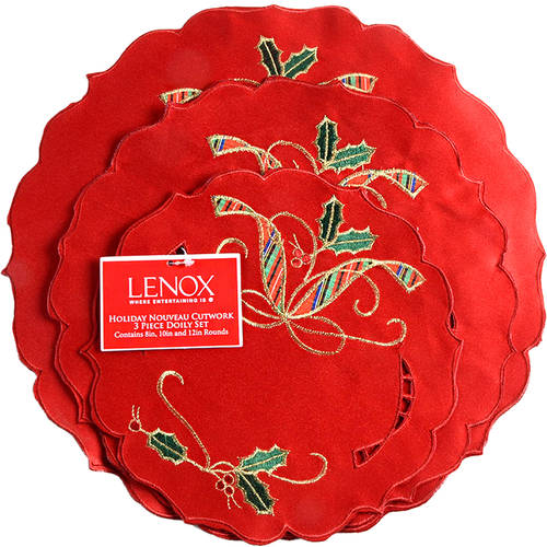 Holiday Nouveau Gold Cloth Doily Set - Set of 3 (Large, Medium & Small)