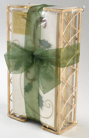 Holiday Nouveau Gold 2 Pkgs of 16 Paper Guest Towels & Caddy