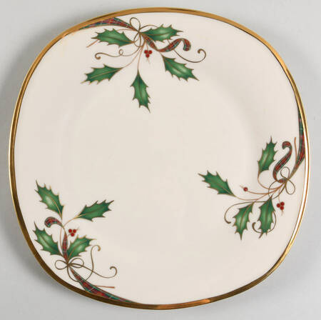Holiday Nouveau Gold Square Accent Dinner Plate