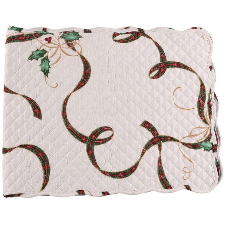 Holiday Nouveau Gold 14" X 30" Quilted Reversible Centerpiece Runner