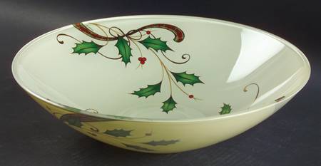 Holiday Nouveau Gold Large Low Decoupage Glassware Bowl