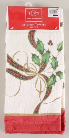 Holiday Nouveau Gold Cloth Dish Towel - Set of 2 Motif 1