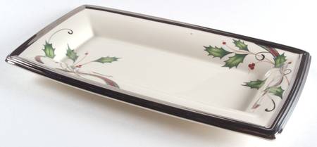 Holiday Nouveau Platinum Cream Rectangular Tray