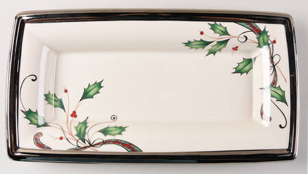Holiday Nouveau Platinum Cream Rectangular Tray