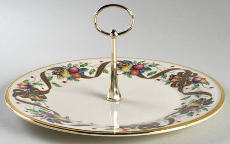 Holiday Tartan Round Serving Plate with Handle (DP)