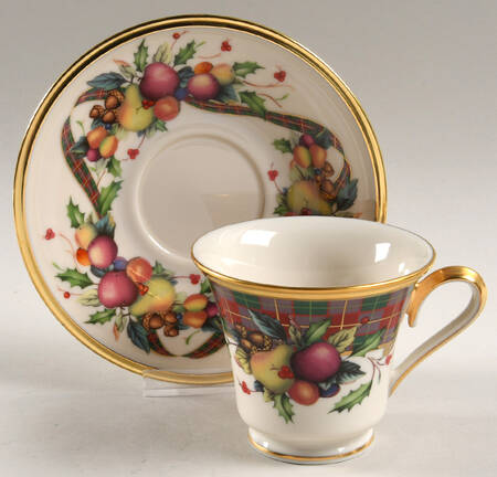 Holiday Tartan Footed Cup & Saucer Set