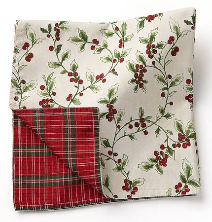 Holiday Tartan Reversible Quilted Cloth Napkin
