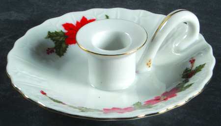 Poinsettia (White Background) Handled Candleholder