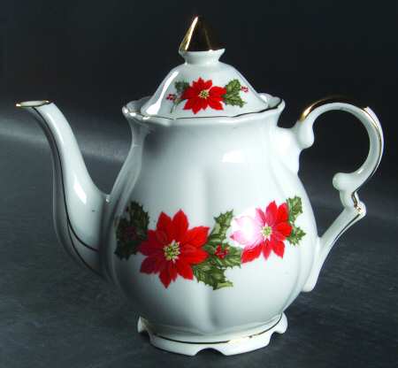 Poinsettia (White Background) Teapot & Lid