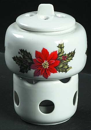 Poinsettia (White Background) Potpourri Simmerer and Warmer Stand