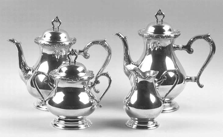 Modern Victorian (Sterling, Hollowware) 4 Piece Tea Set (SCP, STP, SCR, SSU)