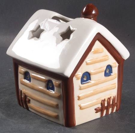 Holiday Mountain Lodge 2 Piece Figural Cottage Candle House