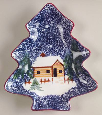 Holiday Mountain Lodge 1 Part Medium Tree Shaped Dish