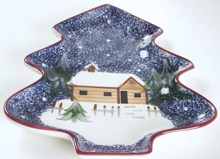 Holiday Mountain Lodge Large Tree Shaped Dish