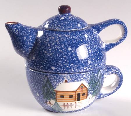 Holiday Mountain Lodge Individual Teapot & Lid with Cup