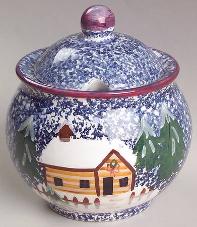 Holiday Mountain Lodge Sugar Bowl & Lid