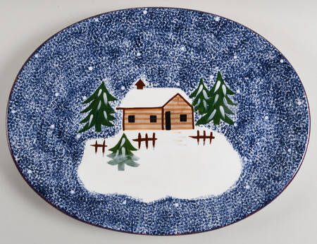Holiday Mountain Lodge 16" Oval Serving Platter