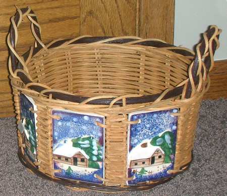 Holiday Mountain Lodge 10" Wicker Basket