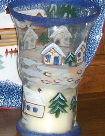 Holiday Mountain Lodge 1 Piece Glassware Hurricane Lamp