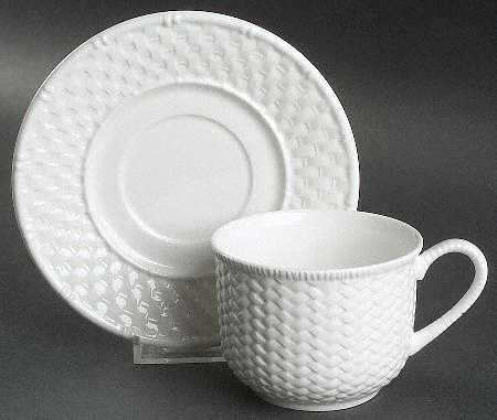 Wicker Basket Flat Cup & Saucer Set
