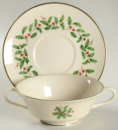 Holiday (Presidential)  Footed Cream Soup Bowl & Saucer Set