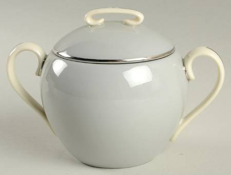 Devon Collection Blue Gray(Platinum Trim) Sugar Bowl & Lid