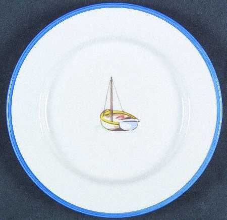 Vineyard Boat Blue Dessert/Pie Plate