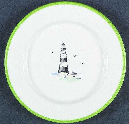 Vineyard Lighthouse Green Dessert/Pie Plate