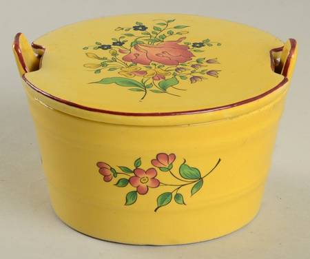 Old Strasbourg (Yellow Background, Roses) Butter Tub & Lid