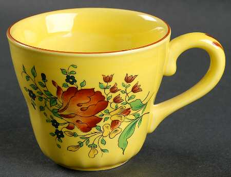 Old Strasbourg (Yellow Background, Roses) Flat Cup