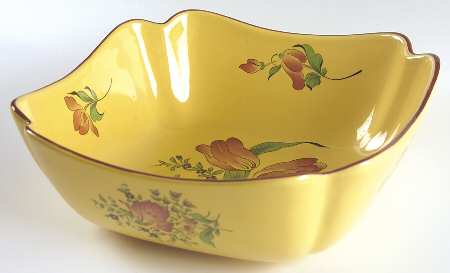 Old Strasbourg (Yellow Background, Roses) Large Square Fruit Bowl