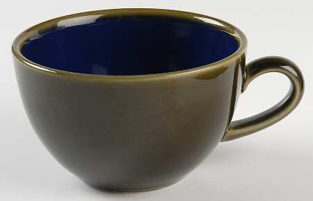 Yo Han Olive Green and Cobalt Blue Cafe Au Lait Cup