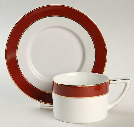 Southport Cabernet with Gold Flat Cup & Saucer Set