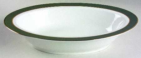 Southport Green with Gold 11" Oval Vegetable Bowl