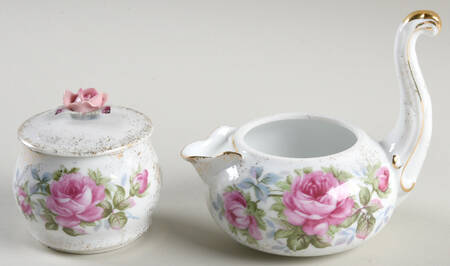 Elegant Rose Stacking Creamer & Sugar with Lid