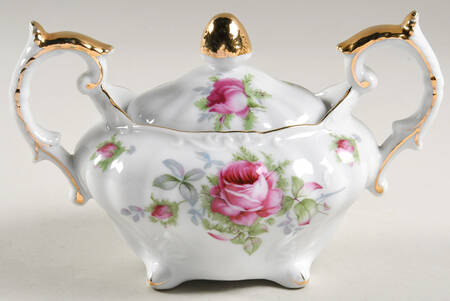 Elegant Rose Sugar Bowl & Lid