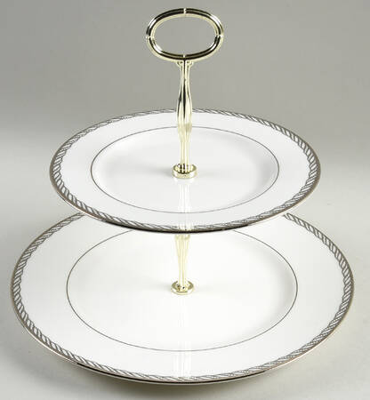 Serpentine Platinum 6 5/8"-10"  2 Tiered Serving Tray (Dp, Sp) HC