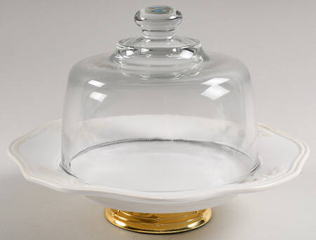 Butler's Pantry Gourmet 6 1/2"-7 1/2" Footed Cheese Plate w/ Glass Dome HC