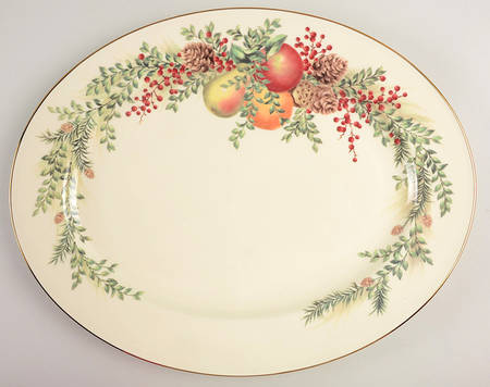 Williamsburg Boxwood & Pine 16" Oval Serving Platter